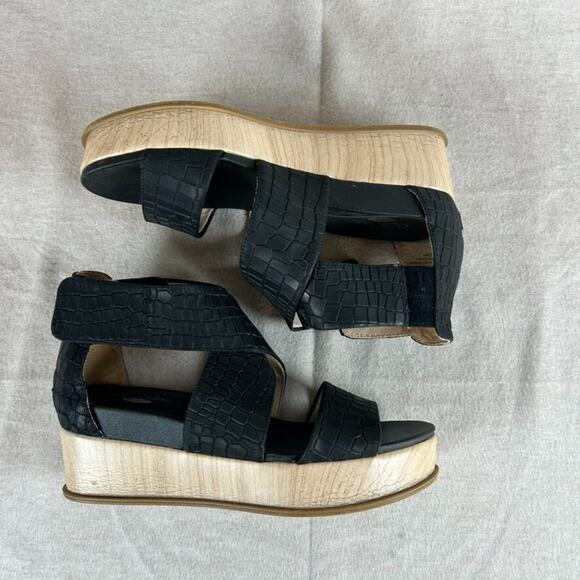 Dr Scholls Women Leather Animal Print Wedge Sandals Size 8W Strappy Boho Comfort - Picture 5 of 11